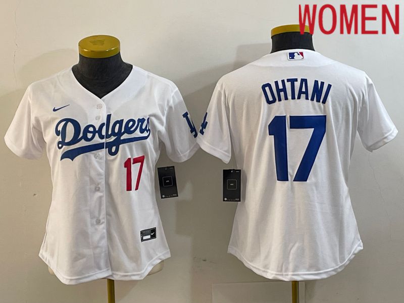 Women Los Angeles Dodgers 17 Ohtani White Nike Game MLB Jersey style 2
